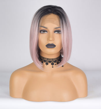 2020 New Dark Roots Ice Pink Short Bob Lace Front Wig By Smart Wigs Sydney NSW